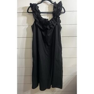 Hyacinth‎ House x Tuckernuck Black Maria Dress Midi Dress sz S Small NWT Ruffle